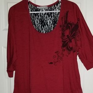 Maurices Dark red/black lace top